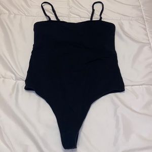 Victoria’s Secret Sport Lined Thong Bandeau Adjustable Strap Bodysuit Black S